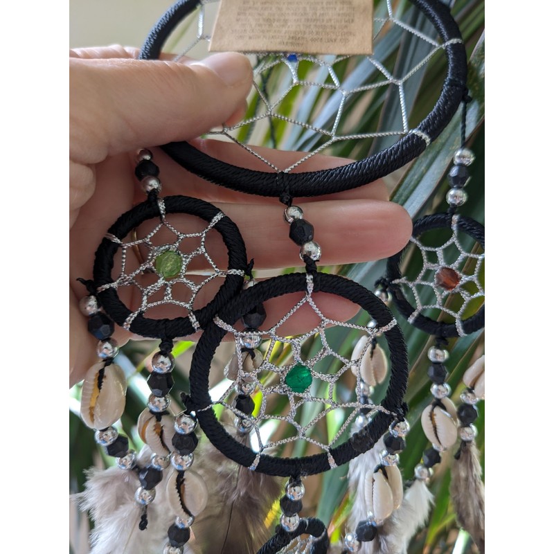 BRILLIANT GIFTS BLACK DREAM CATCHER dreamcatcher DECORATED WITH SILVER COLOURED