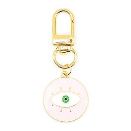 Jasimkiss Evil Eye Keychain Protection Charm for Women Men Car Key Ring Bag Purse Accessories Good Luck Amulet Jewelry (B Pink)