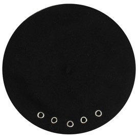 MINAKOLIFE Womens Solid Wool French Artist Beanie Beret Hat with Rivet Beret (Black)