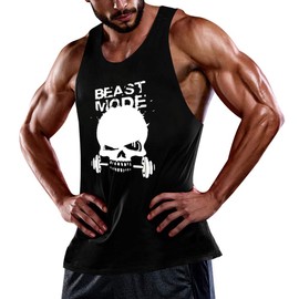 GZXISI Men's Gym Bodybuilding Stringer Tank Top Workout Muscle Cut Shirt Fitness Sleeveless Vest (B# Black, Large)