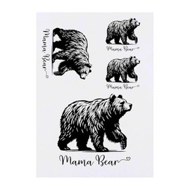 4 x 'Mama Bear' Temporary Tattoos - Water Resistant, Skin-Safe, Non-Toxic Transfers, Mixed Sizes (TO00084652)