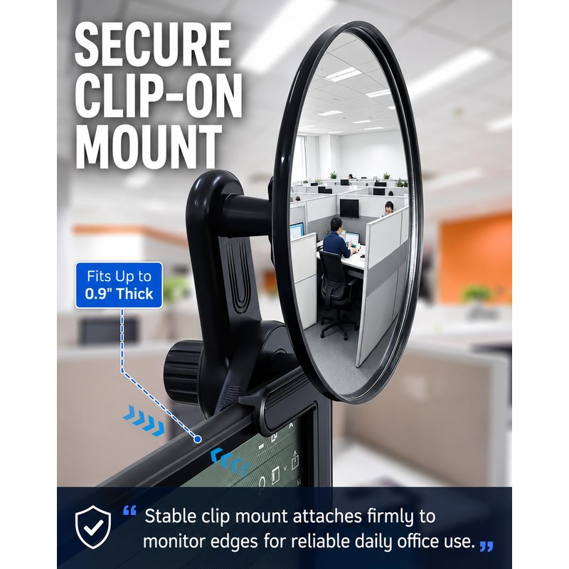 Nanningo 3.8 in Clip-On Convex Computer Monitor Mirror to See