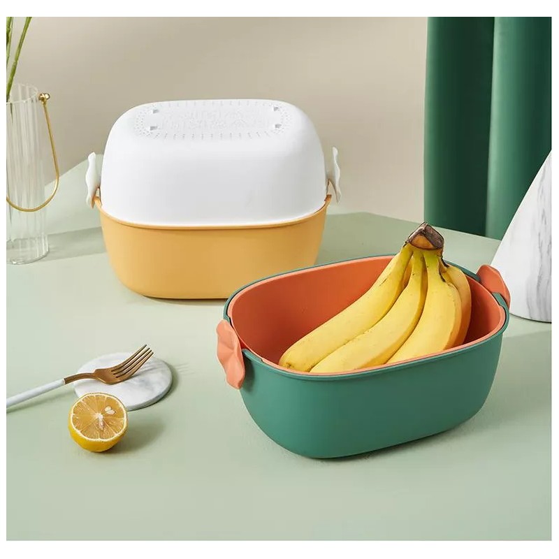 AJC Toys Cesta De Doble Drenaje Colador De Lavado Frutas