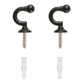 CasaARNO Curtain Tie-Backs Hooks,Tassel Hooks,Window Drapery Tieback Hooks, Clothes, Coat, Hat and Towel Hooks, 2 PCS, Wall Mounted，Black