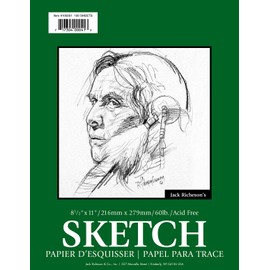 Jack Richeson 100251 100 Sheet Spiral Bound Sketch Pad, 8.5" x 11"/60 lb