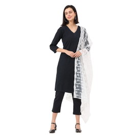 Petrichor Women's Fashion Designer Embroidered Net Dupatta Scarf for Women/Girls (Length: 2.2 meters, Made in India, Colour : White)