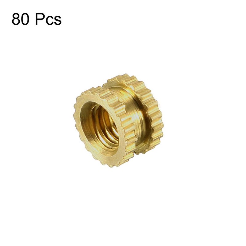 TOP-VIGOR 80Pcs Threaded Insert Knurled Nuts, M3 x 3mm x