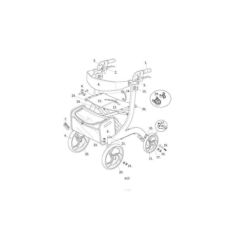 Replacement Parts for Drive Nitro Rollator, 10266 (5.Gray Backrest Knob