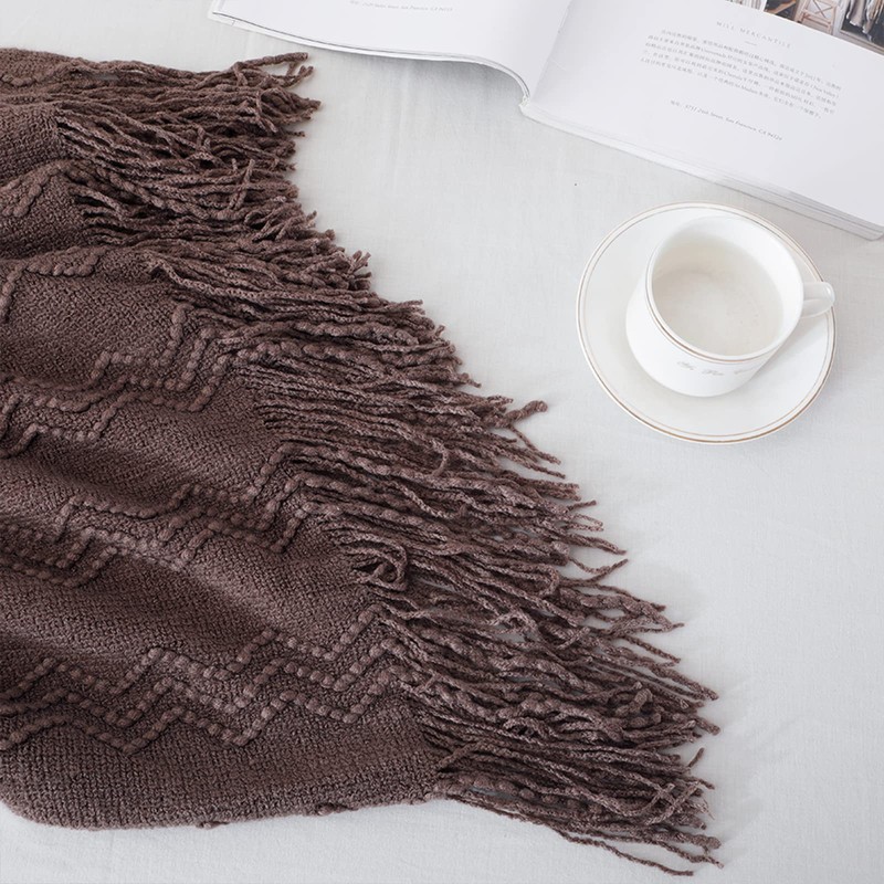 BOURINA Throw Blanket Textured Solid Soft Sofa Couch Cover Decorative