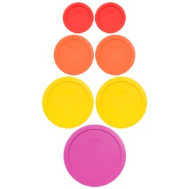 Pyrex Food Storage Plastic Replacement Lid Set (Red, Orange, Meyer Yellow, Pink)