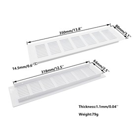 2PCS Air Vent Cover,TTZEZE White Aluminium Alloy Ventilation Grille Rectangle Metal Louvered Grill Cover for Wardrobe Stove Shoes Cabinet Sink Kitchen Bathroom Side Wall Ceiling and Floor Exhaust Vent