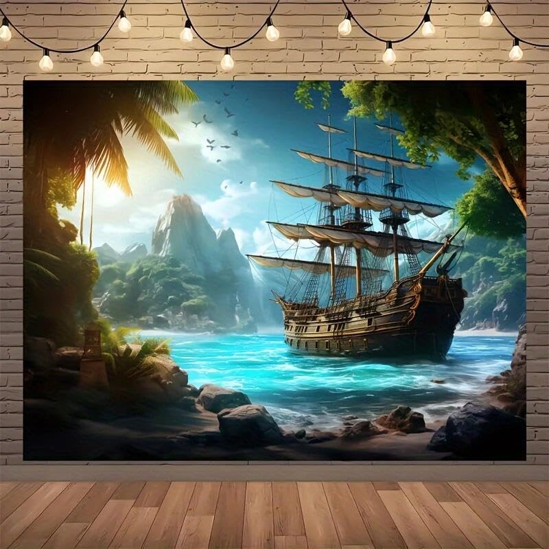 FENDROM Nautical Tapestry Decor Ghost Sailboat Wall Art Aesthetics Pirate