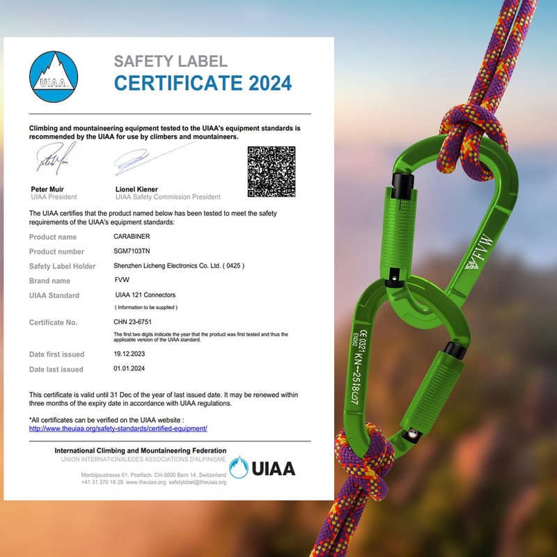FVW 5 Pack Heavy Duty Climbing Carabiners,25KN UIAA Certified Auto
