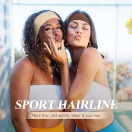 Tumurup Women's Thin Headband, 3 Pieces, Wide Headband, Women's Sports, Headbands, Non-Slip Hair Bands, Breathable Headbands Set, Hair Accessories for Yoga, Fitness, Running (Black, Brown, Beige)