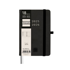 Finocam - Diary Minimal 18 Months 2025 2026 Horizontal Week to View July 2025 - December 2026 (18 Months) Black International