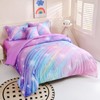 DORCAS 6 Pcs Rainbow Twin Bedding Sets Purple Glitter Galaxy