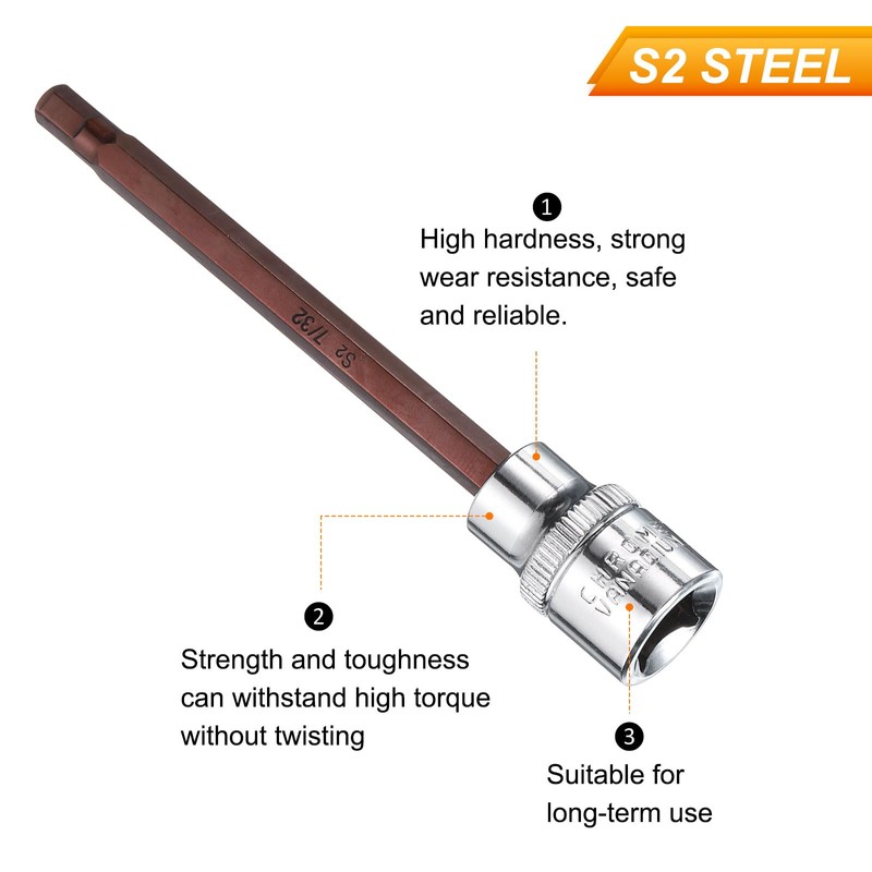 sourcing map 7/32" Hex Bit Socket 3/8" Drive SAE S2