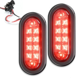 Hifybaty Red Trailer Truck LED Sealed RED 6" Oval Stop/Turn/Tail Light Marine Waterproof Including 3-pin water tight plug