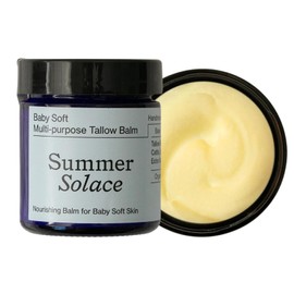 Summer Solace Tallow Family Balm Unscented with Light Cacao Butter | Moisturizing Leaf Lard, Pasture Raised Cattle Suet, Organic Pastured Leaf Lard Nourishing Face & Body Balm for Parents 50ml