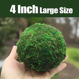 Qingbei Rina Moss Balls Decorative for Bowl(4"-Set of 6), Large Green Moss Ball, Bowl Fillers for Centerpiece, Handmade Natural Moss Decorative Balls, Home Party Wedding Decor