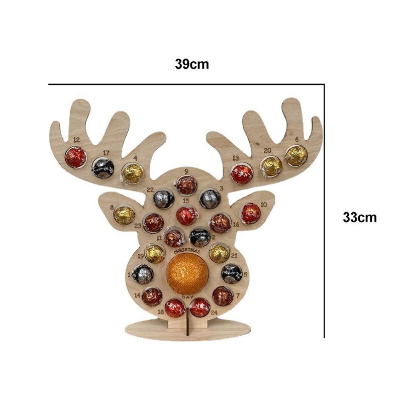 Christmas Advent Countdown Calendar Wooden Xmas Tree Deer Head Shaped