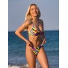 RELLECIGA Bikini de corte alto para mujer, Rayas neón, M