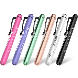 RISEMART Pack of 6 Diagnostic Light Pupil Light Reusable LED Pen Lamp with Pocket Clip as Nurses Doctors Students Pen Light (Pack of 6)