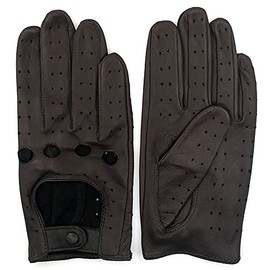 ZLUXURQ Women's Retro Soft Thin Excellent Lambskin Leather Quality Touchscreen Driving Gloves, Brown (100% sheepskin/without touchscreen)