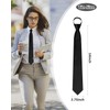 Luckyvestir Black Tie for Women, Pre-Tied Adjustable Zipper Ties, 2.75"