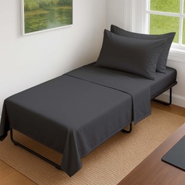 KRISHNA - Juego de cama de 4 piezas de 28 x 75 pulgadas para cama doble estrecha, camping, cama de invitados, cama suave y transpirable, 100 % algodón egipcio para colchón de hasta 9 pulgadas de