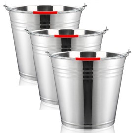 Nicunom 3 Pack 4 Gallon Metal Bucket Pail Container with Handle, Heavy Duty All Purpose Pails Food Grade Steel Buckets for for Outdoor and Household