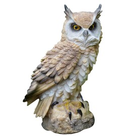 Owl Statue Owl Garden Ornament Resin Material for Patio, Backyard and Outdoor Decorations 11*8*18cm (White)