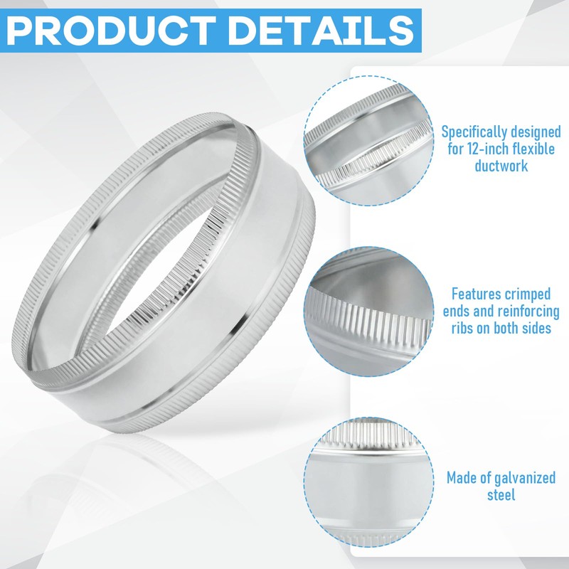 Frienda 12" Duct Coupler Duct Connector Coupling Flexible Galvanized Steel