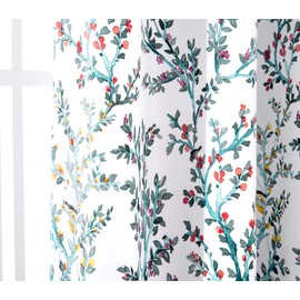 DriftAway Jasmine Watercolor Branch Botanical Thermal Insulated Energy Saving Window Curtain Valance for Living Room Bedroom Kitchen 2 Layers 52 Inch by 18 Inch Plus 2 Inch Header Multi 1 Pack