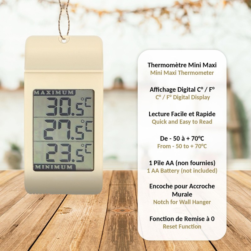 FISHTEC Thermometer with Easy-to-Read Digital Display, IPX4 Waterproofness, for Indoor