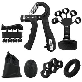 Ejercitador de mano 6 en 1 Fortalecedor de dedos y agarre con pelota, Hand gripper Finger exerciser Ejercicio de antebrazo Entrenador de fuerza para d
