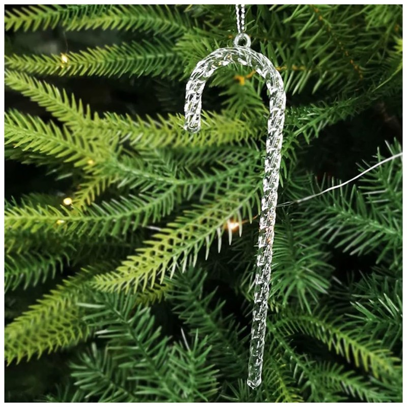 Christmas Candy Cane, Candy Cane Pendant, Christmas Cane Decoration, Clear