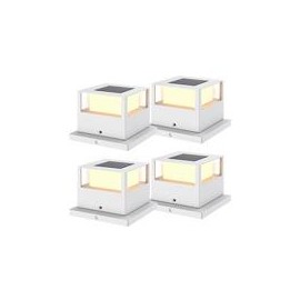 Outdoor Solar Post Cap Lights, 20 Lumen High Brightness Waterproof LED Fence Post Solar Lights with Base for 4x4 5x5 6x6 Wooden ,Black - Colour: white