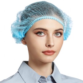LEOBRO Hair Nets for Food Service Workers, 50PCS Hairnets for Foodservice, Bouffant Caps, Disposable Hair Cap, Kitchen Hair Nets for Women Men Cooking, Blue, 21 INCH