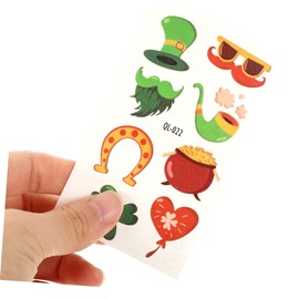 TOVINANNA 120 Sheets Sticker St Patricks Day Accessories Kids Shamrock Temporary Patrick Shamrock St Patricks Day Party Favors Irish Tattoo Decal Child Ireland Transfer Paper Cartoon