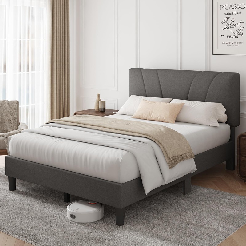 Novilla Queen Size Bed Frame Upholstered Platform Queen Bed Frame