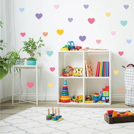 Wall Sticker for Kids Bedroom - 110 Pieces Colorful Mixed Size Love Heart Wall Decal Wall DIY Sticker for Boys Girls Bedroom Toddler Nursery Room Living Room Decorations - 10Sheets