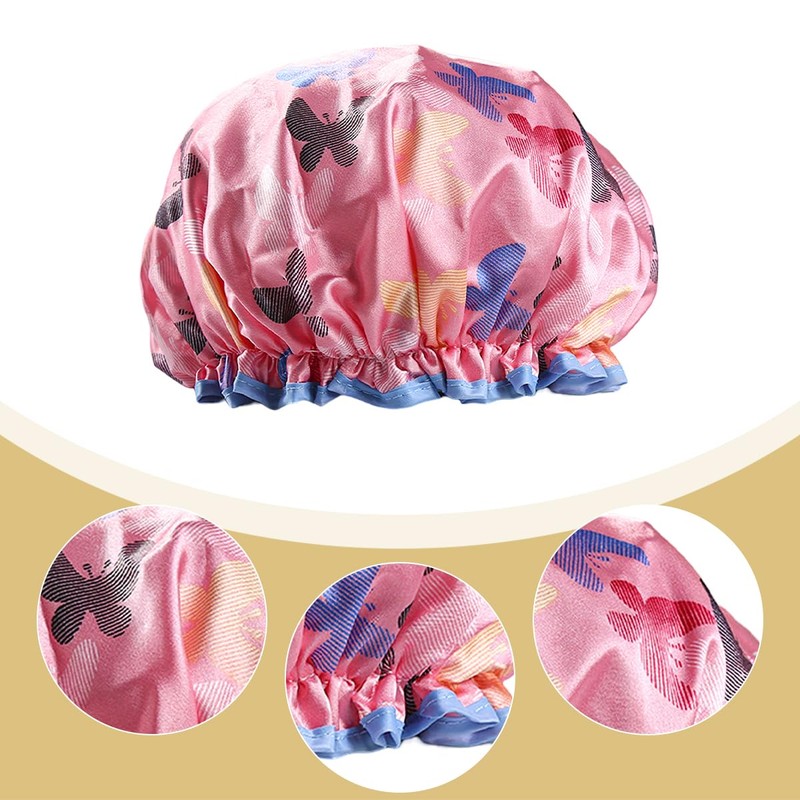 Lotsdonxia Reusable Double Thickened Shower Cap Waterproof Comfort and Trendiness