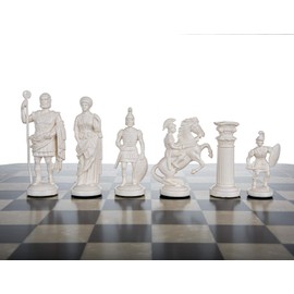 Piezas de ajedrez de plástico de la Legión Romana de 3 3/4 pulgadas, color blanco y negro