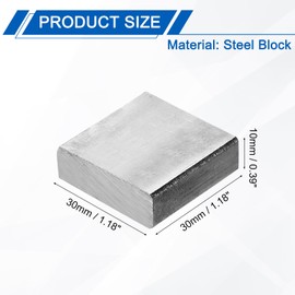 PATIKIL 30x30x10mm Steel Bench Block, Steel Block Metal Bench Block No Holes Matched Hardened Steel Flat 123 Blocks Precision Ground Milling for Jewelry Making Stamping Tool, Square