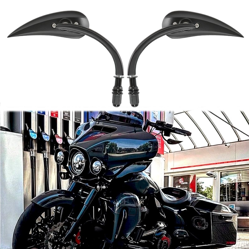 Black Motorcycle Rear View Sportster Mirrors Compatible with Harley Road