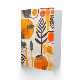 Artery8 Greeting Card Mid Century Modern Abstract Plant Lover Painting Blank For Him Or Her Art Birthday Card