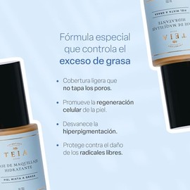 TEIA cosméticos, Maquillaje para piel grasa mixta de ingredientes naturales - 30 gr tono medio bronceado