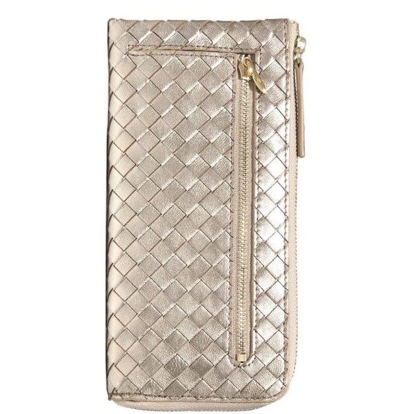 World Closet Women's Long Wallet, Genuine Leather, L-Shaped Zipper, Holds