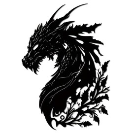 Dragon Metal Wall Art Wall Decor - Medieval Fantasy Decorative for Living Room, Bedroom, Office, Man Cave - Unique Metal Decoration(11.81’’ x 8.26’’ Black)